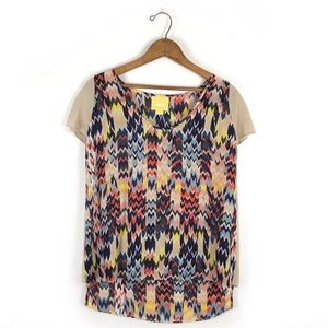 Maeve Anthropologie silk multicolor chevron blouse top